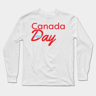 Canada Day 2020 - Red text and Blue face mask Long Sleeve T-Shirt